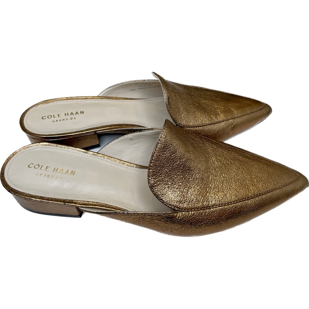Cole Haan Piper Mule gold glitter metallic 9 leather